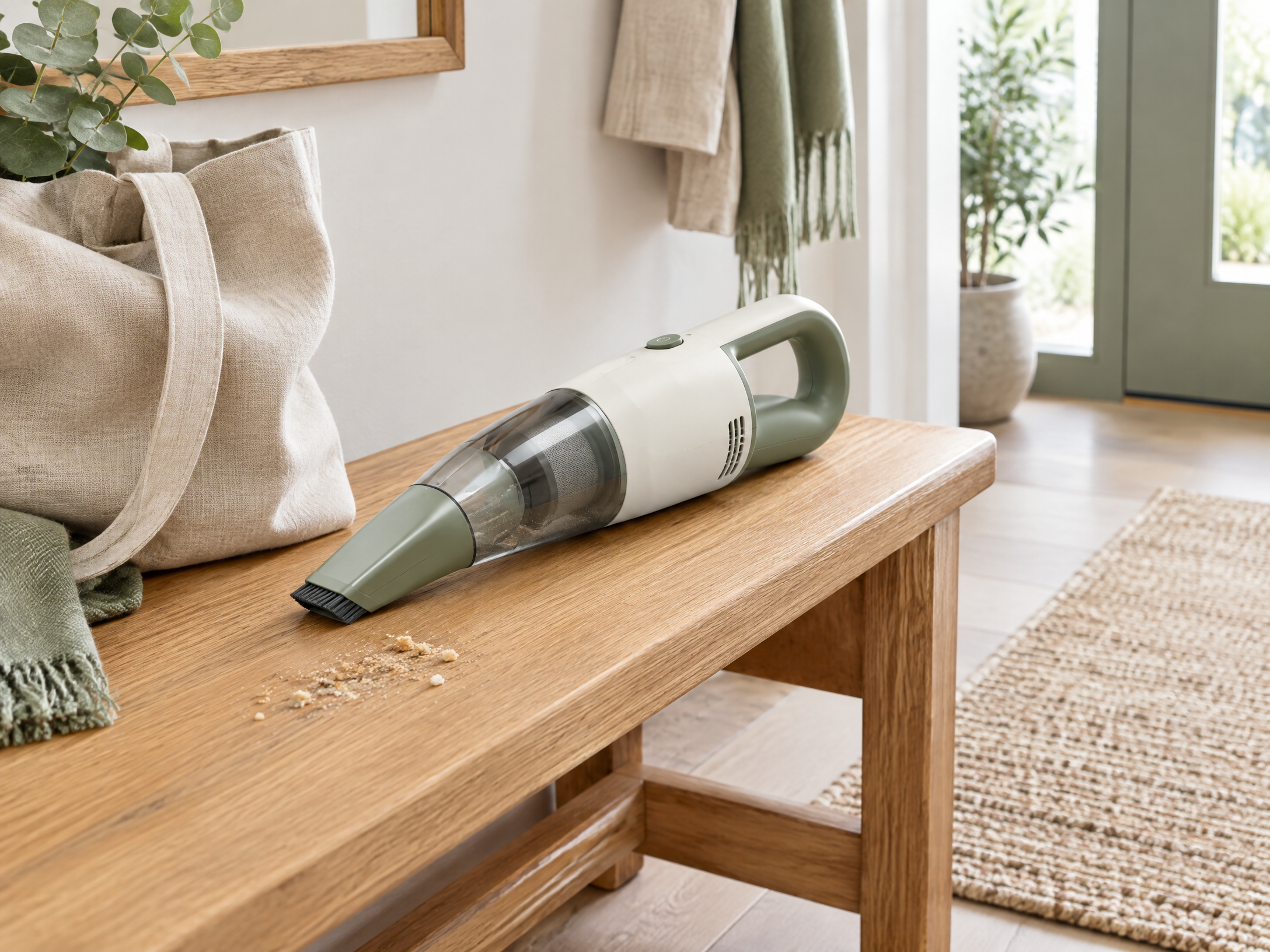 CleanNest Cordless Handheld Vacuum in a home lifestyle setting